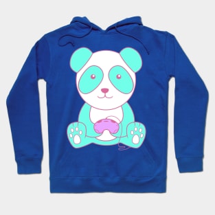 Turquoise Gaming Panda With Controller Hoodie